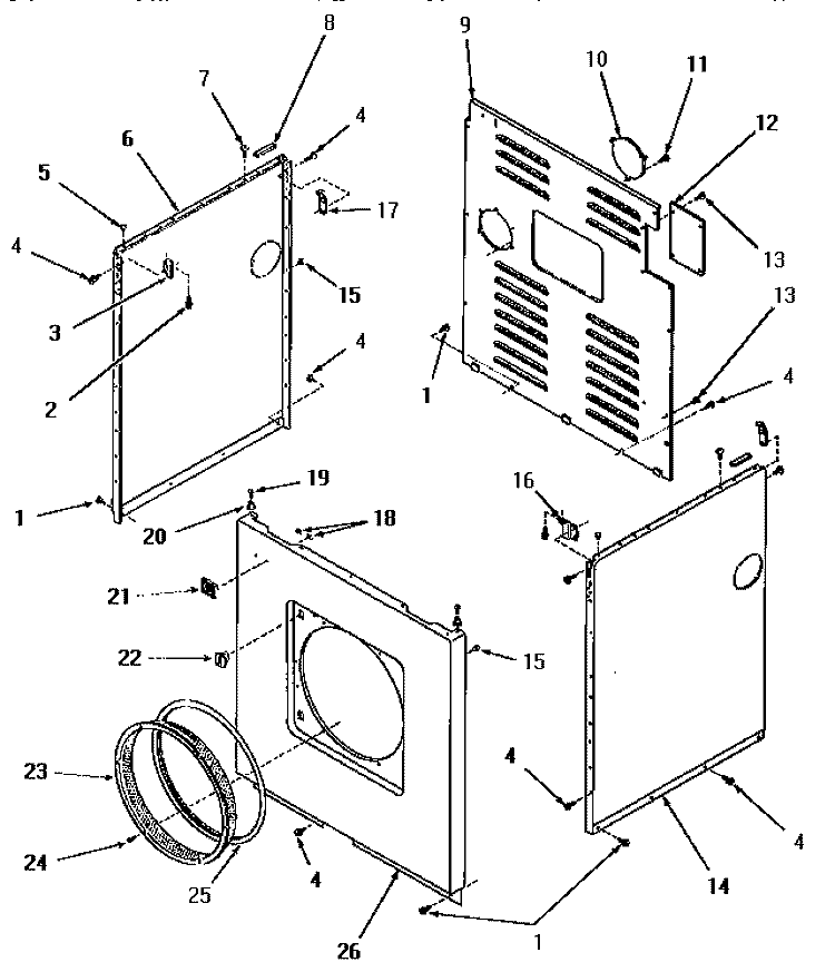 PANELS Diagram and Parts List for FE9021  Speed Queen Dryer