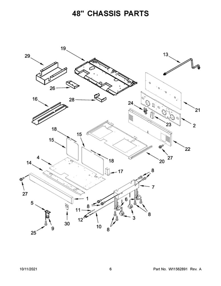 48-Inch Chassis Parts Diagram and Parts List for TANKMAN50  Maytag Range
