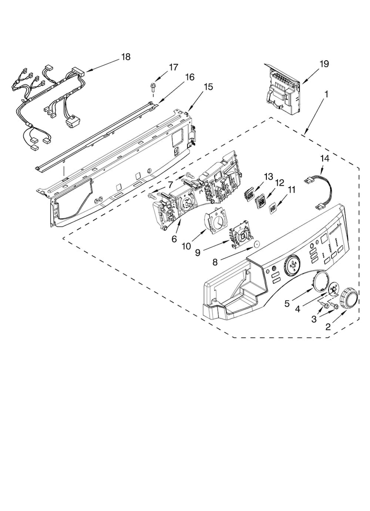 Control Panel Parts Diagram and Parts List for MHWE900VW00  Maytag Washer