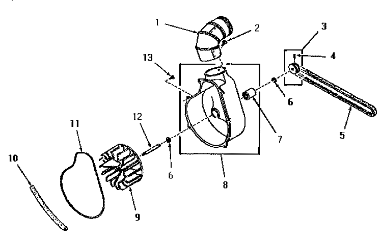 EXHAUST FAN Diagram and Parts List for FE6171  Speed Queen Dryer