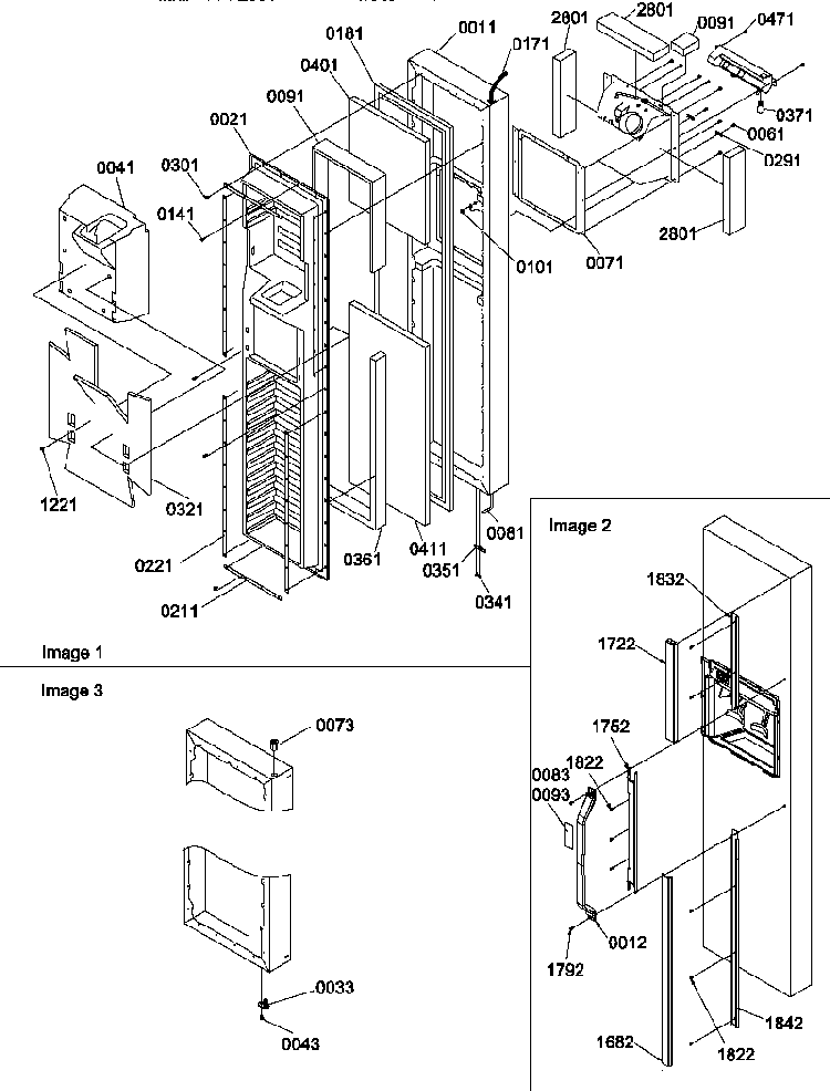Freezer Door Diagram and Parts List for SXD322L-P1305703WL  Amana Refrigerator