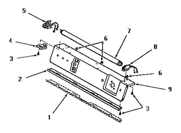 PANEL SUPPORT PLATE AND FLUORESCENT TUBE Diagram and Parts List for FE9171  Speed Queen Dryer