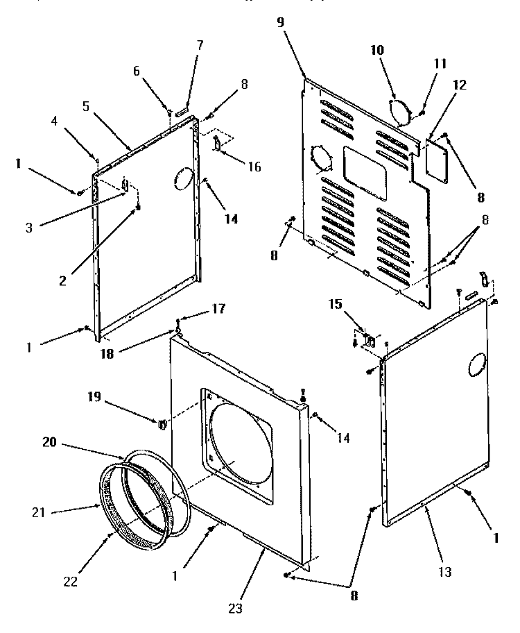 PANELS Diagram and Parts List for FE9171  Speed Queen Dryer
