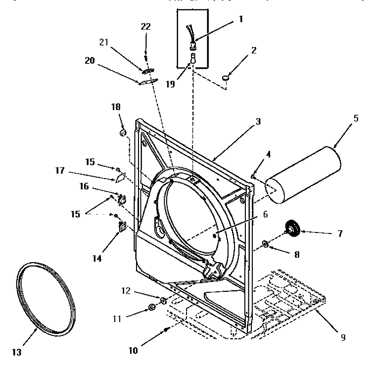 FRONT FRAME AND AIR SHROUD Diagram and Parts List for FE9171  Speed Queen Dryer