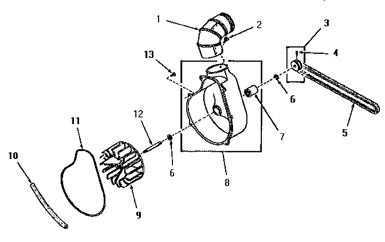 EXHAUST FAN Diagram and Parts List for FE6231  Speed Queen Dryer