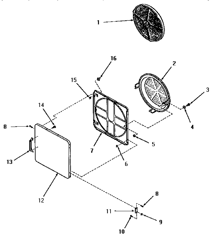 LOADING DOOR Diagram and Parts List for FE6030  Speed Queen Dryer