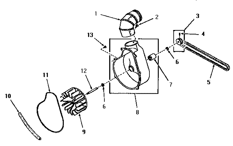 EXHAUST FAN Diagram and Parts List for FE6030  Speed Queen Dryer