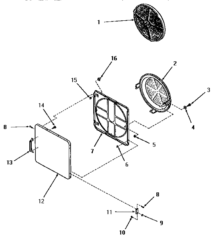 LOADING DOOR Diagram and Parts List for FE3830  Speed Queen Dryer