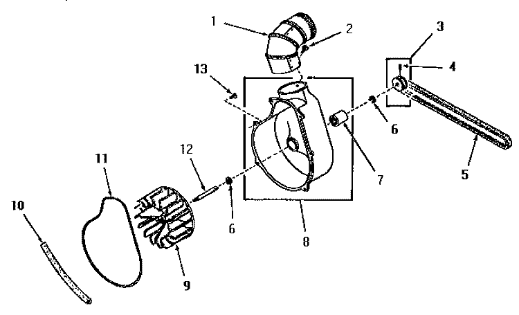 EXHAUST FAN Diagram and Parts List for FE3830  Speed Queen Dryer