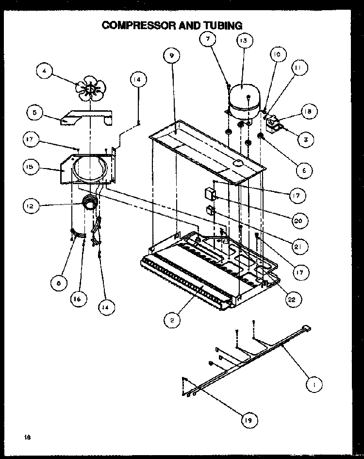 Compressor And Tubing Diagram and Parts List for TA18R2L-P1158306WL  Amana Refrigerator