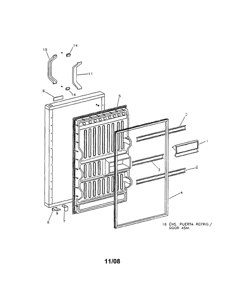 Door Diagram and Parts List for CRS90A3  Crosley Refrigerator