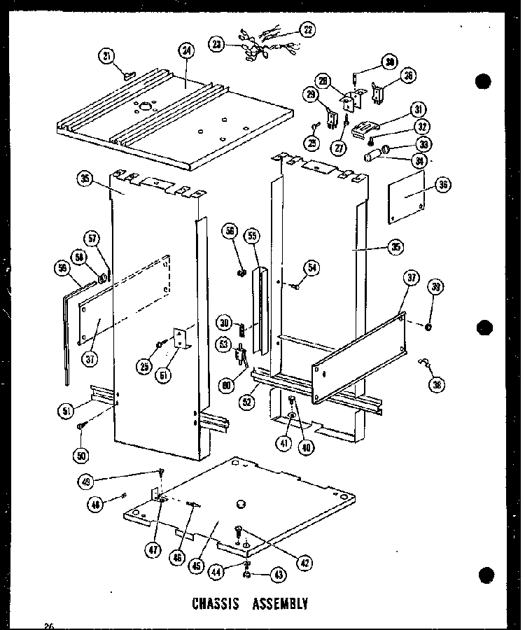 Chassis Assembly Diagram and Parts List for ESMC-1-C P18011-2TC Amana Trash Compactor