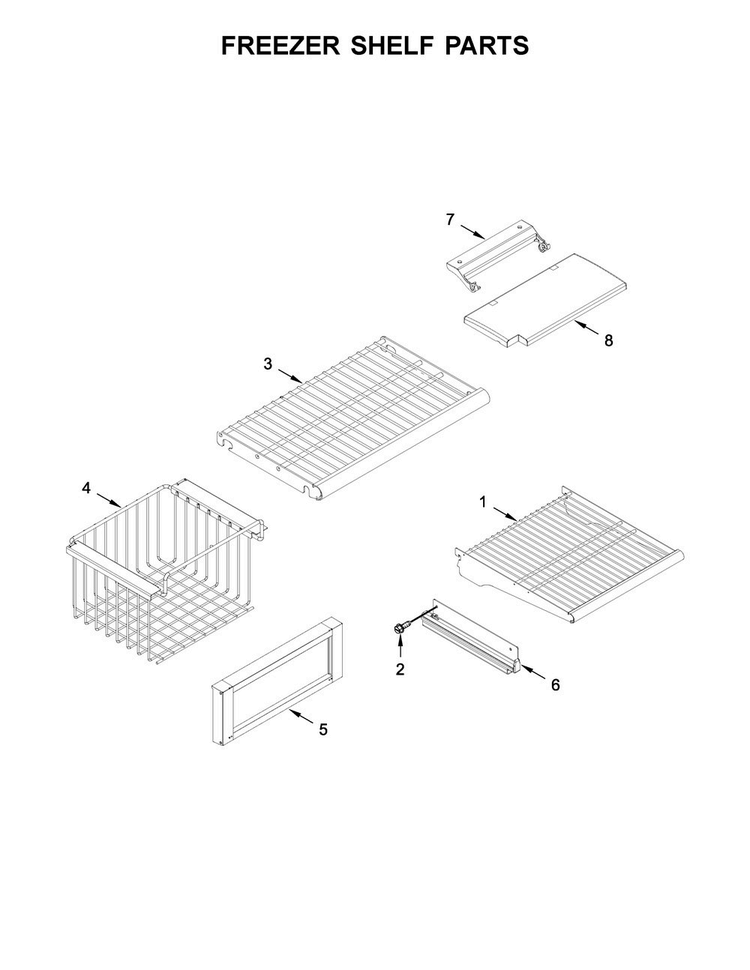 Freezer Shelf Parts Diagram and Parts List for JS48SSDUDE01  Jenn-Air Refrigerator
