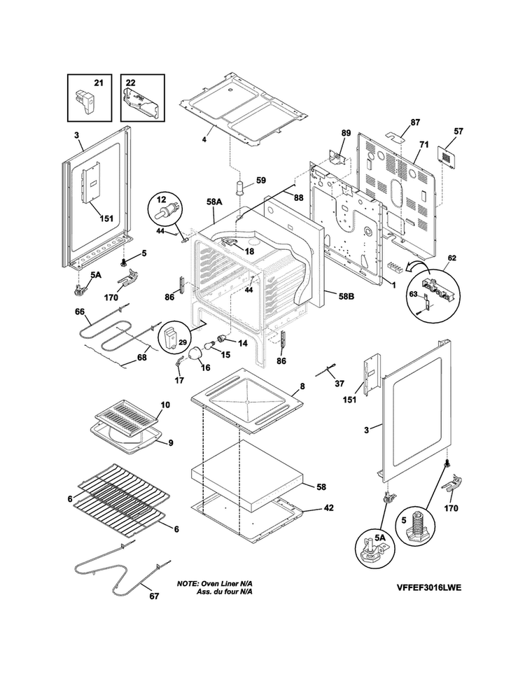 Body Diagram and Parts List for CRE3860QWA  Crosley Range