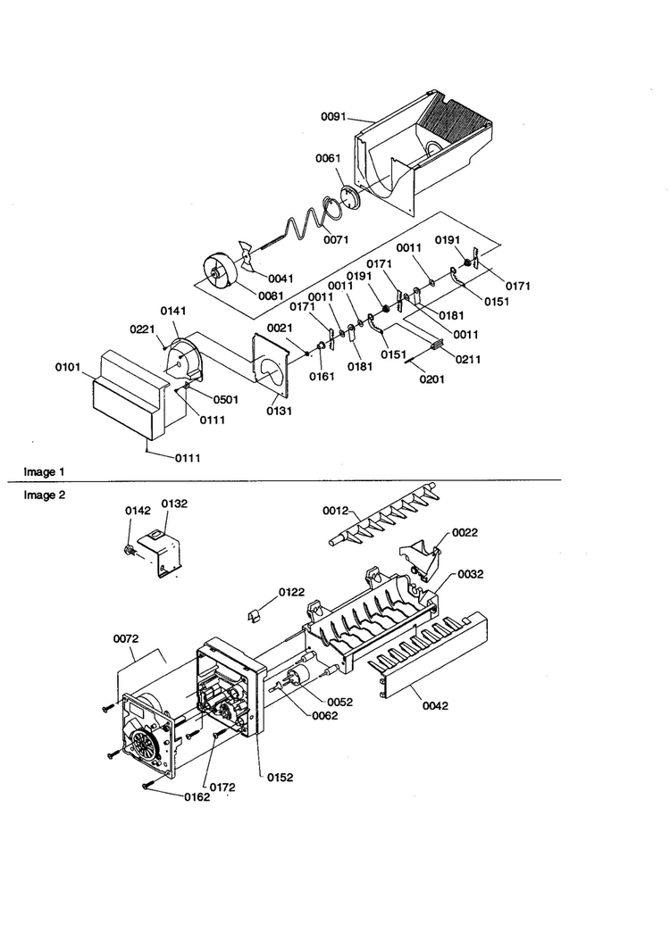 Ice Bucket Auger/ice Maker Diagram and Parts List for SZD26VE-P1315207WE  Amana Refrigerator