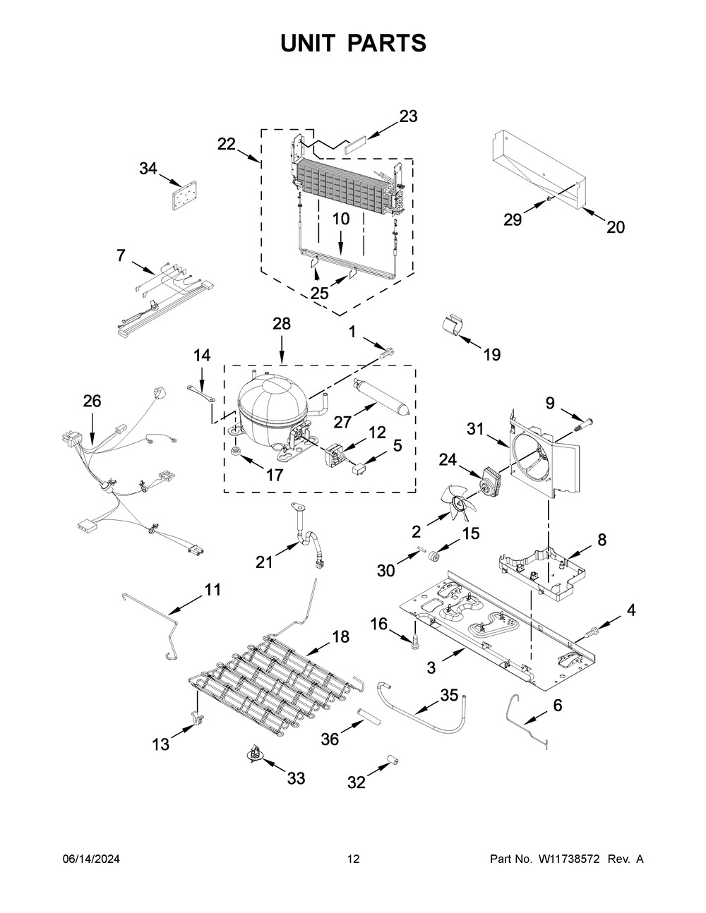 Unit Parts Diagram and Parts List for MRFF4136RZ01  Maytag Refrigerator
