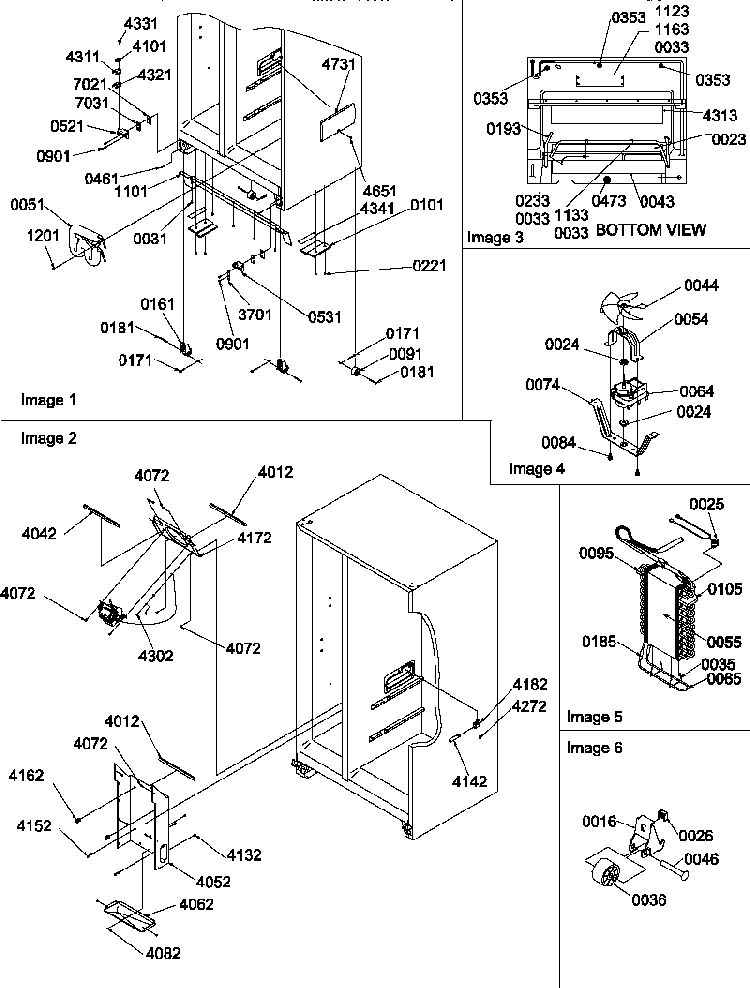 Drain System, Rollers, And Evaporator Assy Diagram and Parts List for SRD327S3W-P1312502WW  Amana Refrigerator