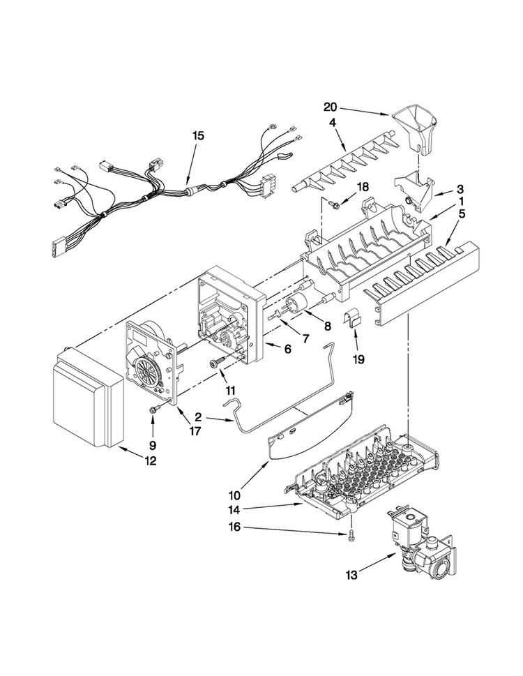 Icemaker Parts Diagram and Parts List for MFI2665XEB2  Maytag Refrigerator