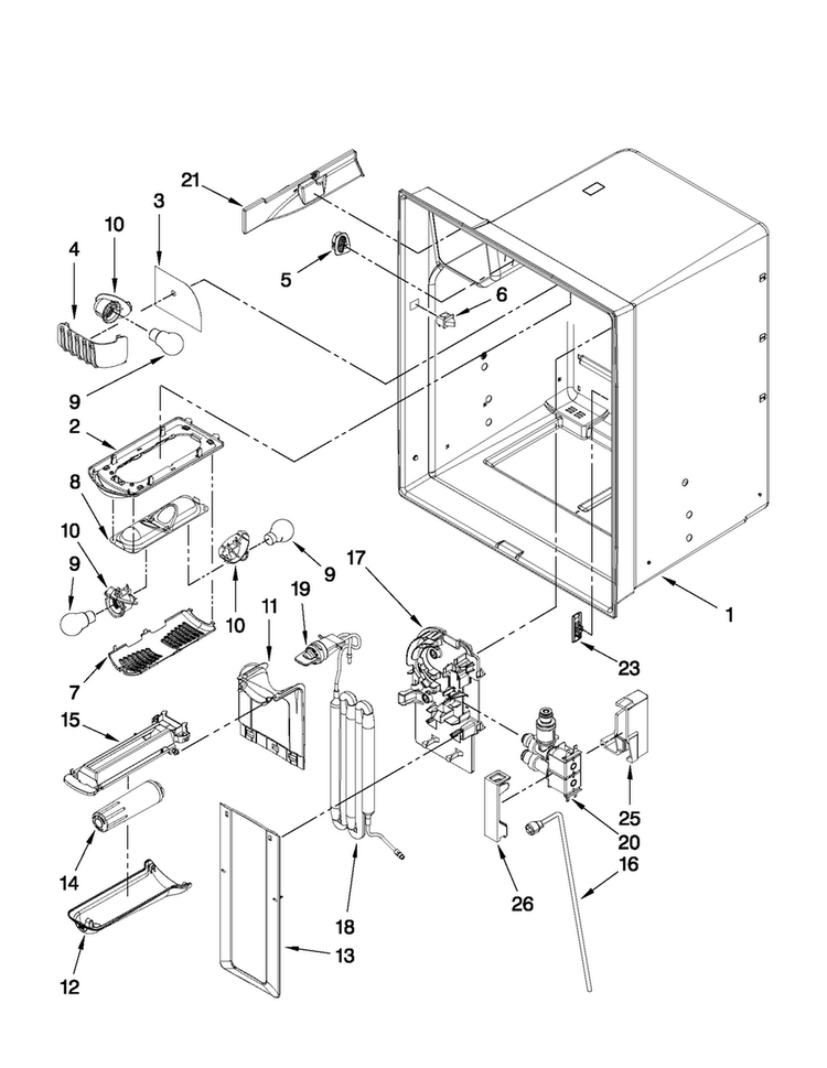 Refrigerator Liner Parts Diagram and Parts List for JFI2089WTS6  Jenn-Air Refrigerator