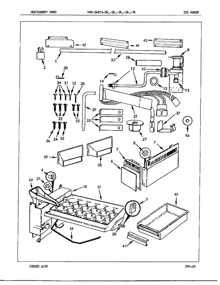 Ice Maker Diagram and Parts List for 24874A  Admiral Refrigerator