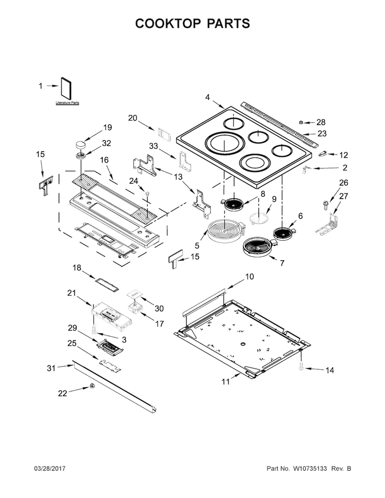 Cooktop Parts Diagram and Parts List for JES1450DB0  Jenn-Air Range