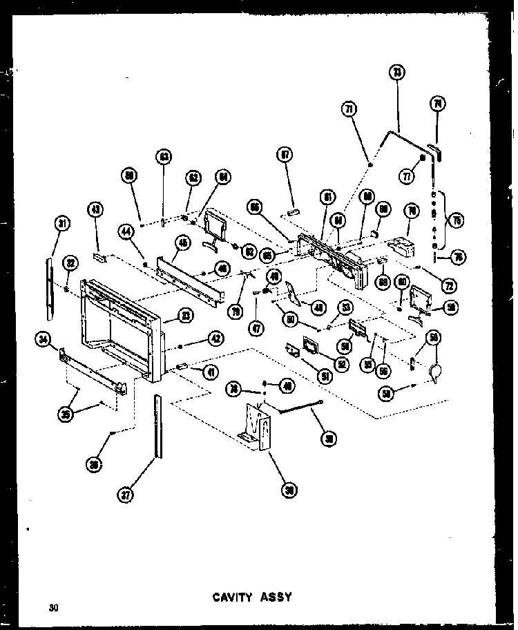 Cavity Assy Diagram and Parts List for SRI19W-C-P60340-37WC  Amana Refrigerator