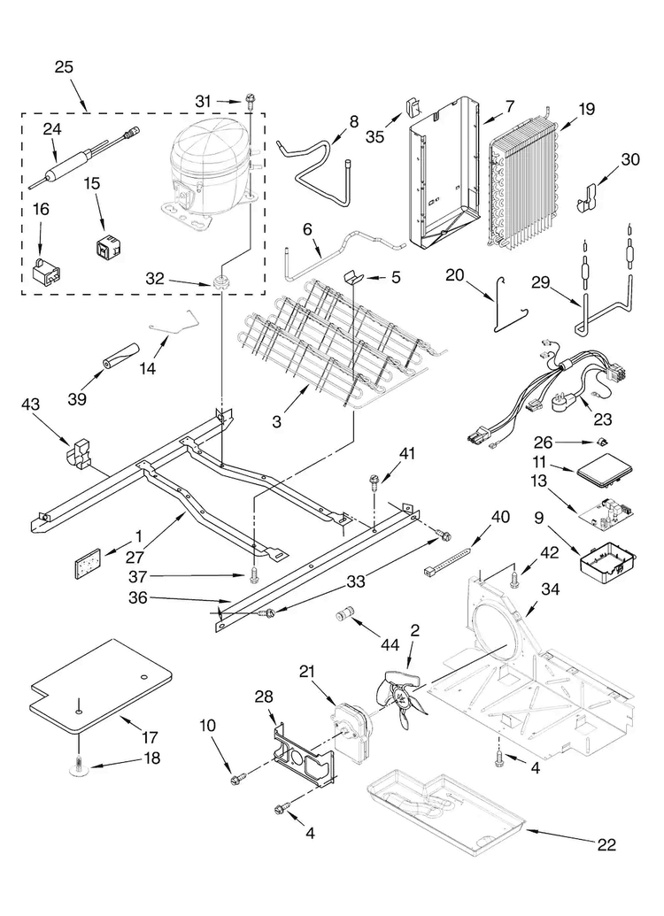 Unit Parts Diagram and Parts List for ASD2524VEB00  Amana Refrigerator