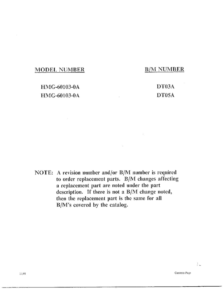 Front Page Diagram and Parts List for 60103-0A  Admiral Refrigerator