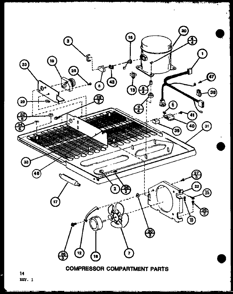 COMPRESSOR COMPARTMENT PARTS Diagram and Parts List for BX20K P7812512W W Amana Refrigerator