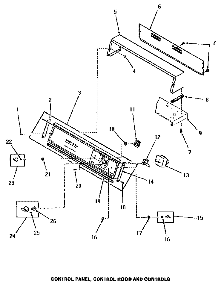 CONTROL PANEL, CONTROL HOOD & CONTROLS Diagram and Parts List for FE3130  Speed Queen Dryer