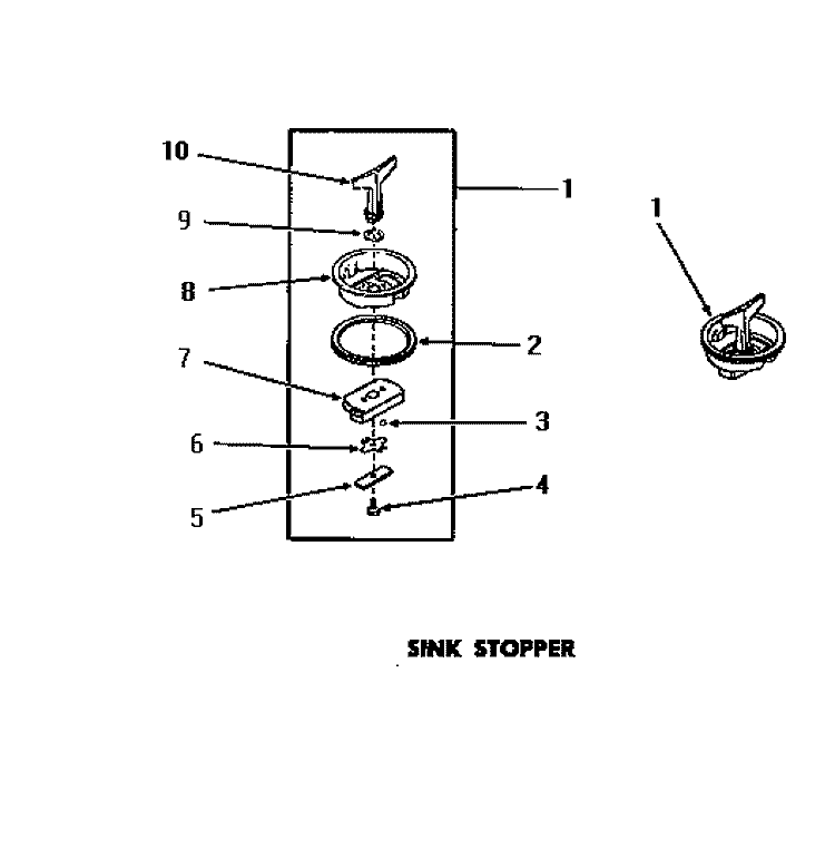 SINK STOPPER Diagram and Parts List for DB8201N  Speed Queen Trash Compactor