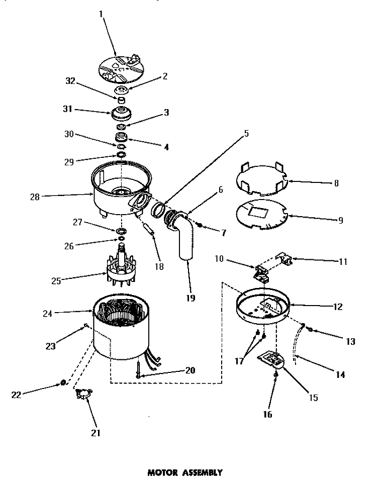 MOTOR ASSY Diagram and Parts List for DB8181N  Speed Queen Trash Compactor