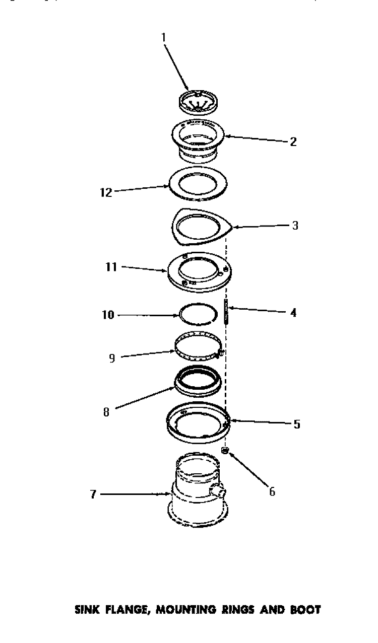SINK FLANGE, MTG RINGS & BOOT Diagram and Parts List for DB2221N  Speed Queen Trash Compactor
