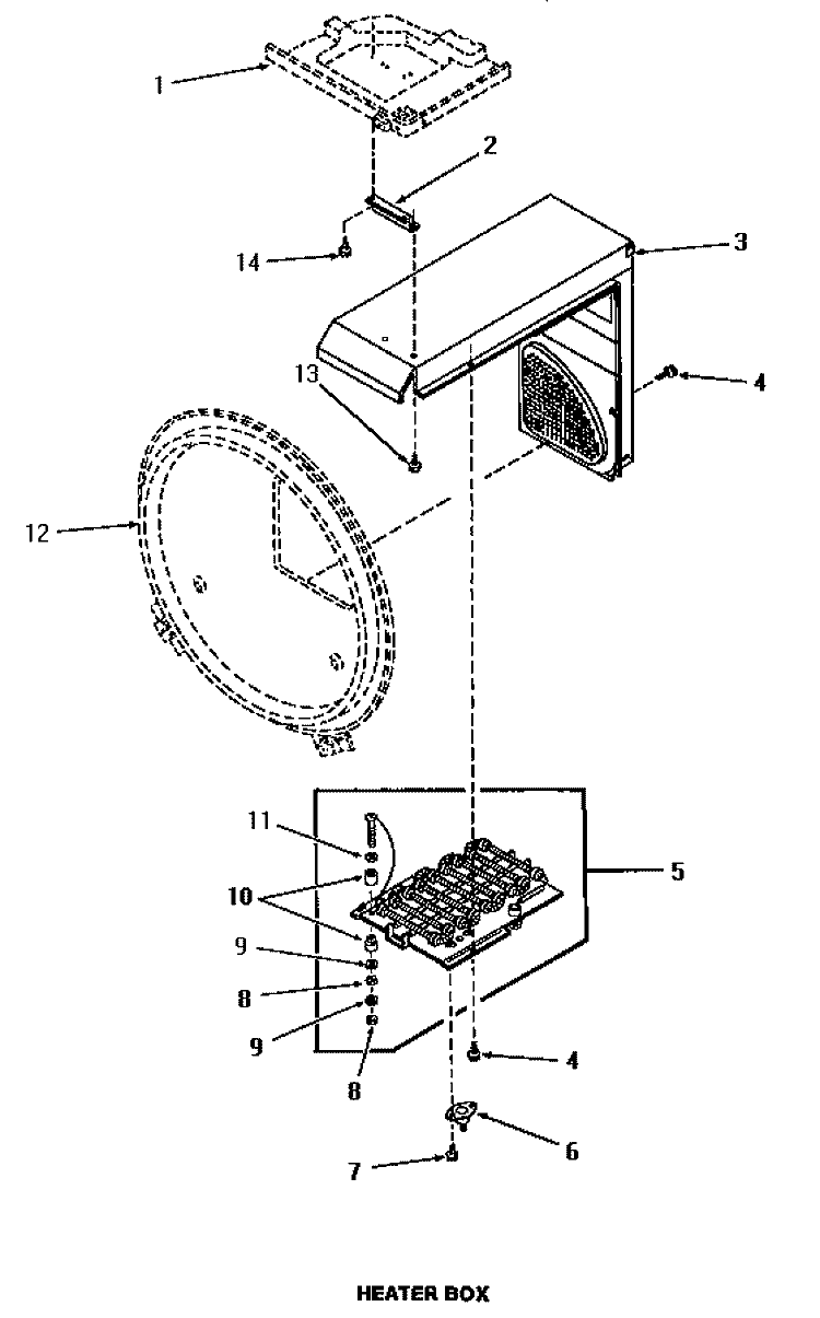DRYER HEATER BOX Diagram and Parts List for UE8230  Speed Queen Washer Dryer Combo