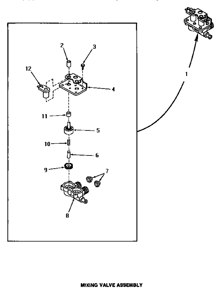 MIXING VALVE ASSY Diagram and Parts List for UE8230  Speed Queen Washer Dryer Combo