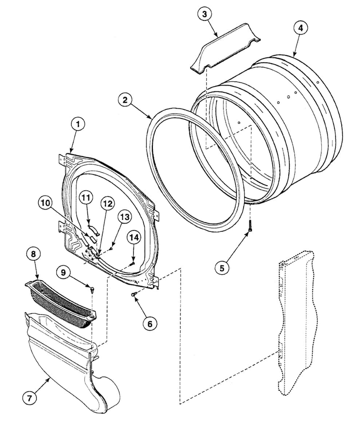 Drum Assy Diagram and Parts List for SSGB09QJ  Speed Queen Dryer