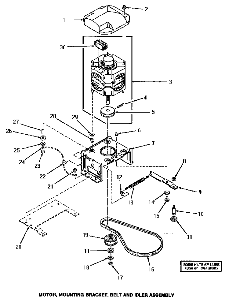 MOTOR, MTG BRACKET, BELT & IDLER ASSY Diagram and Parts List for UG8290  Speed Queen Washer Dryer Combo