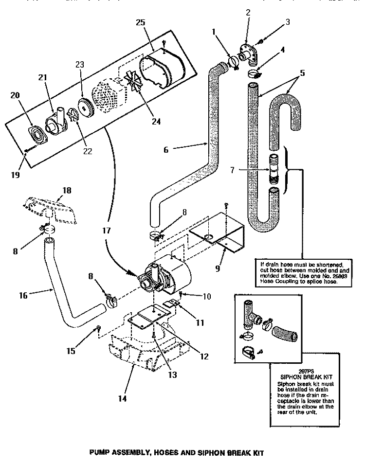 PUMP ASSY, HOSES & SIPHON BREAK KIT Diagram and Parts List for UG8290  Speed Queen Washer Dryer Combo