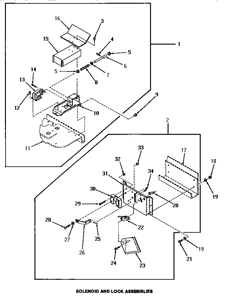 SOLENOID & LOCK ASSEMBLIES Diagram and Parts List for UG8290  Speed Queen Washer Dryer Combo
