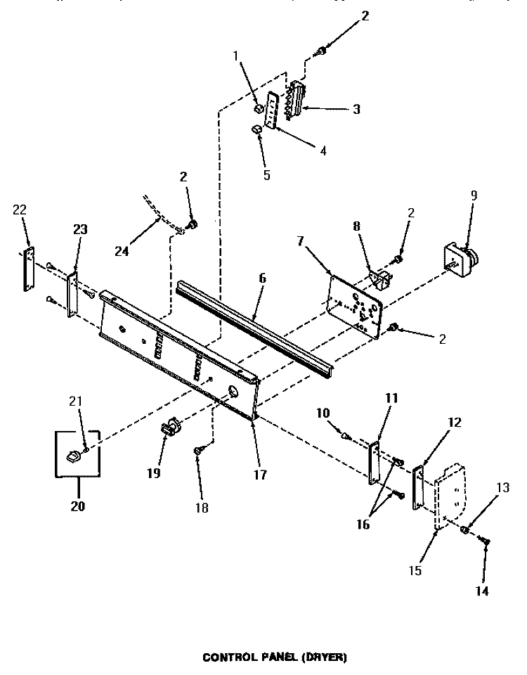 CONTROL PANEL (DRYER) Diagram and Parts List for UG8290  Speed Queen Washer Dryer Combo