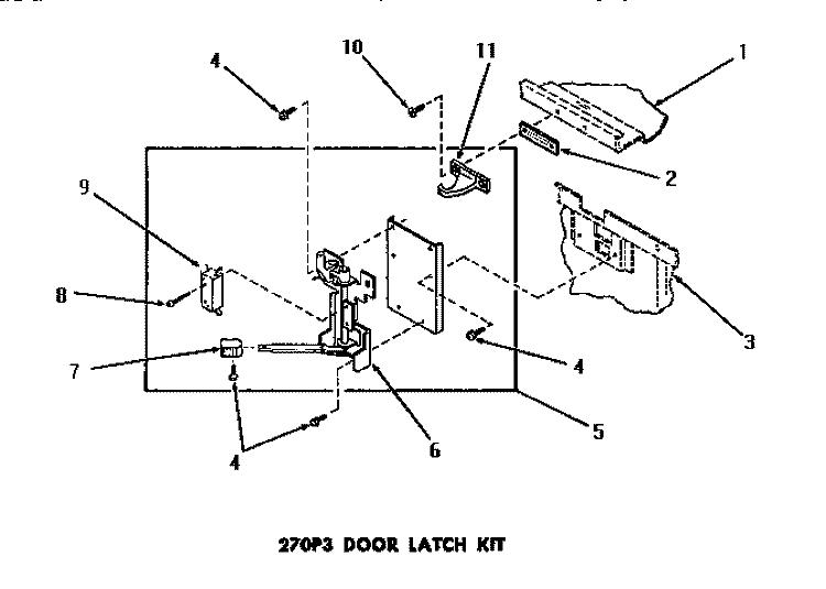 270P3 DOOR LATCH KIT Diagram and Parts List for DC5710  Speed Queen Dishwasher