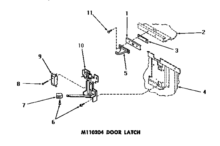 M110204 DOOR LATCH Diagram and Parts List for DC5610  Speed Queen Dishwasher
