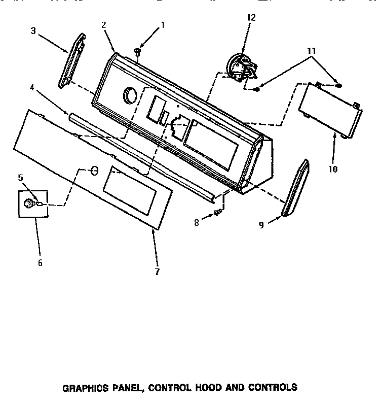 GRAPHICS PANEL, CONTROL HOOD & CONTROLS Diagram and Parts List for AA8431  Amana Washer