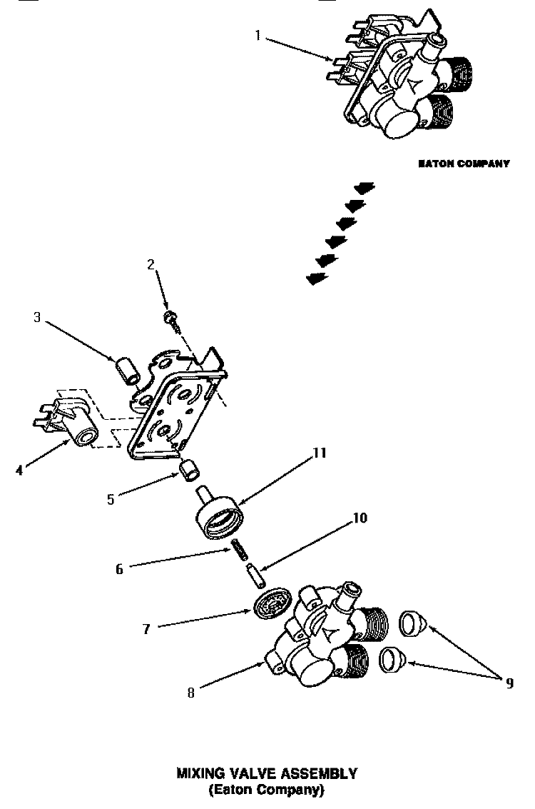 MIXING VALVE ASSY (EATON COMPANY) Diagram and Parts List for AA8431  Amana Washer