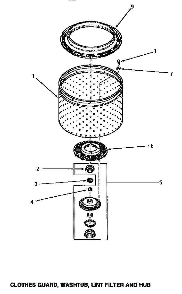 CLOTHES GUARD / WASHTUB / LINT FILTER & HUB Diagram and Parts List for AA8431  Amana Washer