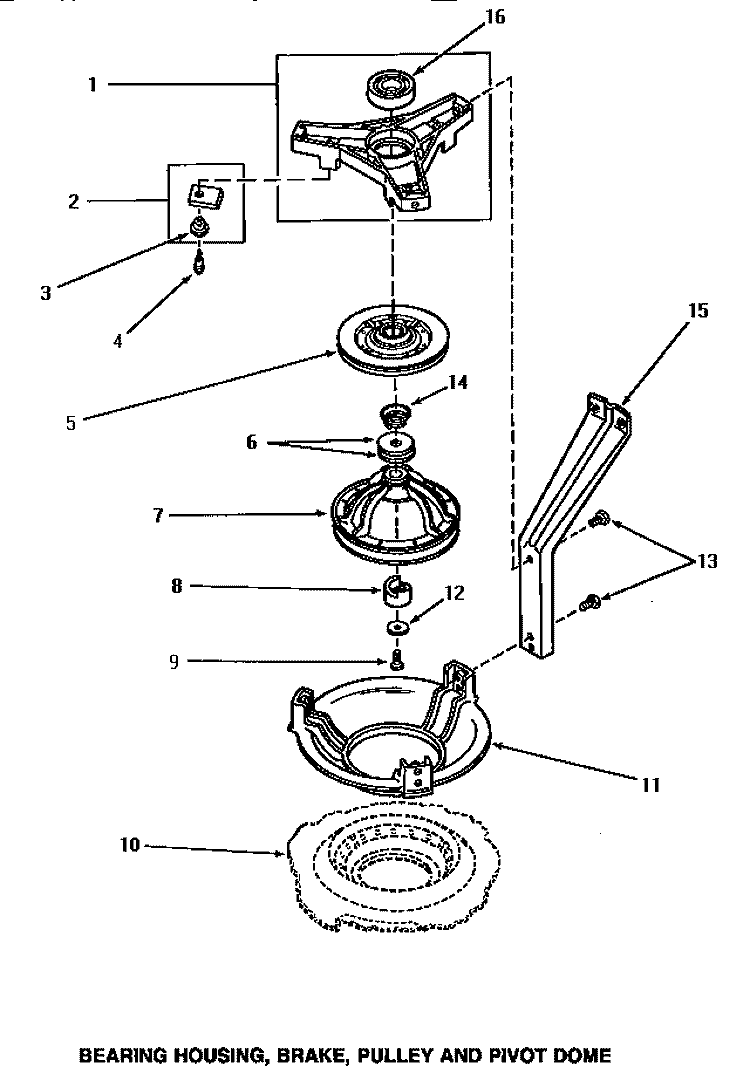 BRG HSG / BRAKE / PULLEY & PIVOT DOME Diagram and Parts List for AA8431  Amana Washer