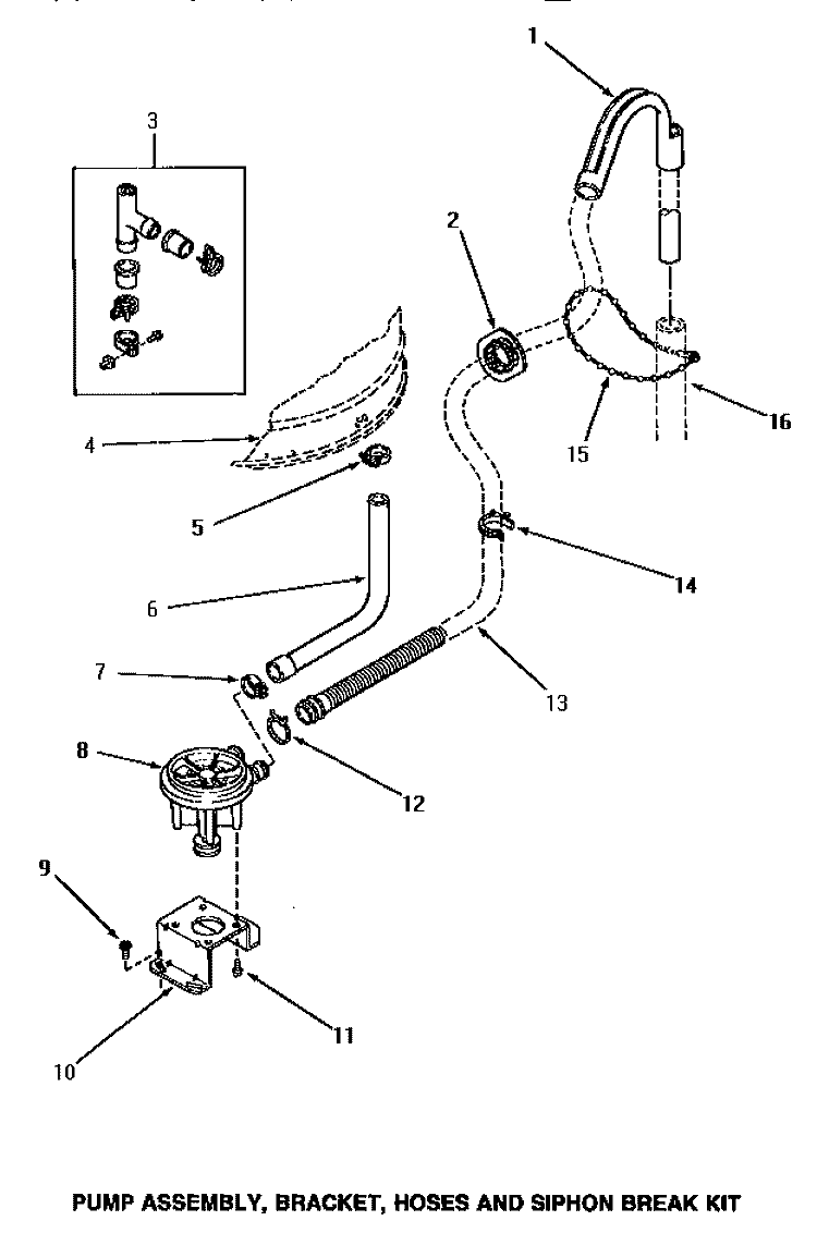 PUMP ASSY / BRKT / HOSES & SIPHON BREAK KIT Diagram and Parts List for AA8431  Amana Washer