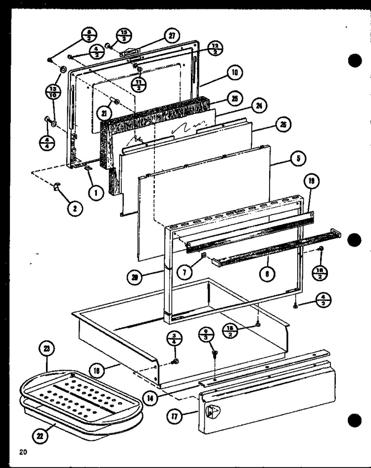 Door Diagram and Parts List for ARC-502 P85675-1S Amana Range
