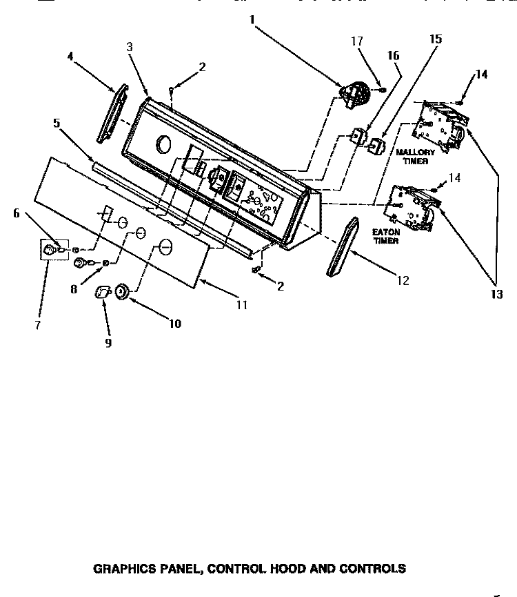 GRAPHICS PANEL, CONTROL HOOD & CONTROLS Diagram and Parts List for AA6421  Amana Washer