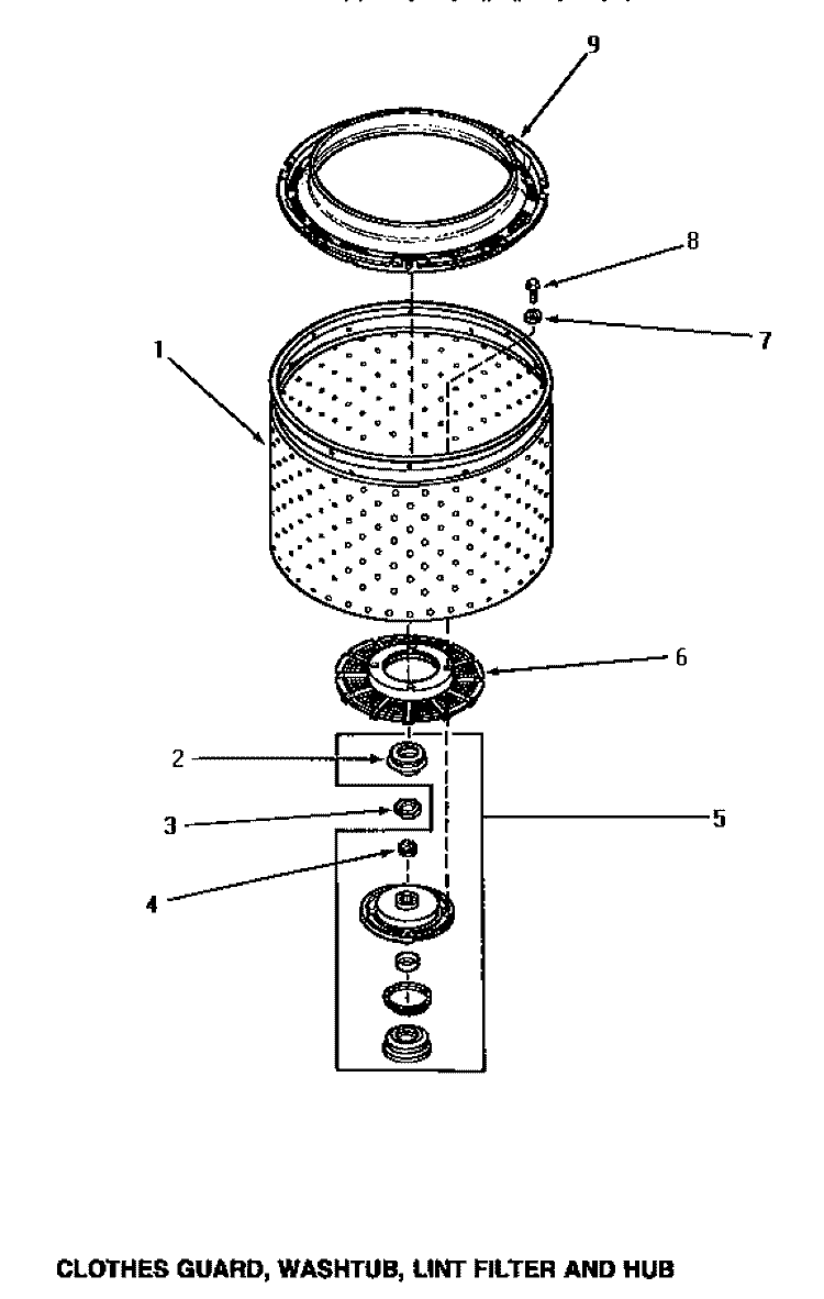 CLOTHES GUARD / WASHTUB / LINT FILTER & HUB Diagram and Parts List for AA6421  Amana Washer
